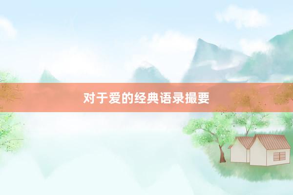 对于爱的经典语录撮要