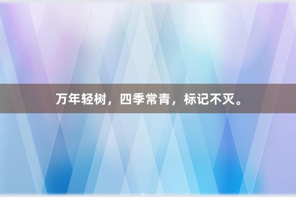 万年轻树，四季常青，标记不灭。